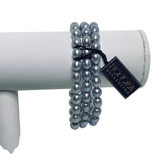 Set Of 3 Honora Gray Freshwater Pearl Stretch Bracelets (5954) - Picture 1 of 4